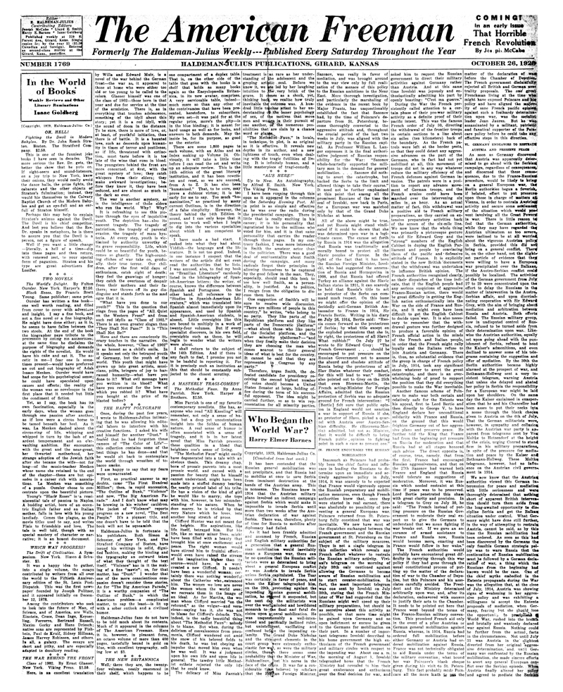 (image for) The American Freeman, Number 1769, Oct. 26, 1929. - Click Image to Close